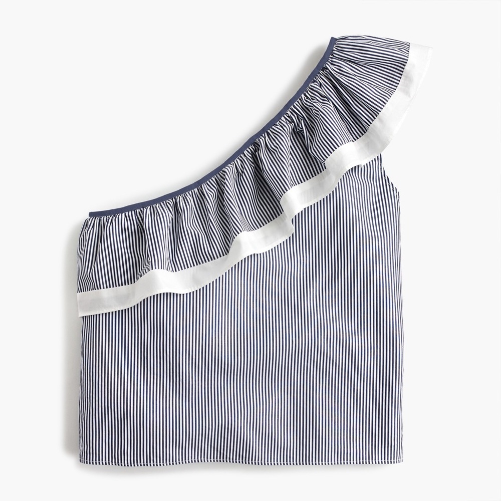 J Crew One Shoulder Ruffled Top